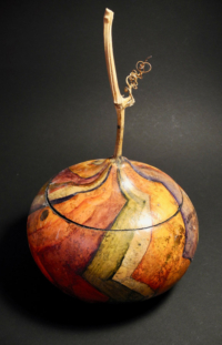 Painted gourd container