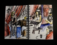 Sketchbook page, Paris jazz club